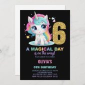 6e anniversaire Unicorn Anniversaire Invitations (Devant / Derrière)