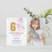 6e anniversaire Unicorn Anniversaire Invitations a (Debout devant)