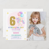 6e anniversaire Unicorn Anniversaire Invitations a (Devant / Derrière)