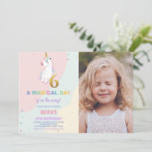 6e anniversaire Unicorn Anniversaire Invitations a (Debout devant)