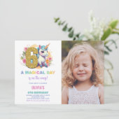 6e anniversaire Unicorn Anniversaire Invitations p (Debout devant)
