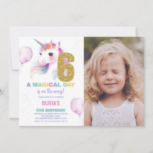 6e anniversaire Unicorn Anniversaire Invitations p