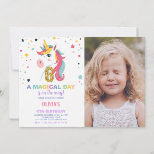 6e anniversaire Unicorn Anniversaire Invitations p