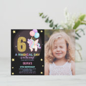 6e anniversaire Unicorn Anniversaire Invitations p (Debout devant)
