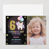 6e anniversaire Unicorn Anniversaire Invitations p (Devant / Derrière)
