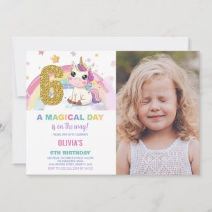 6e anniversaire Unicorn Anniversaire Invitations p