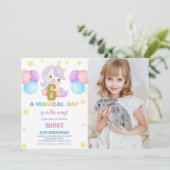 6e anniversaire Unicorn Anniversaire Invitations p (Debout devant)