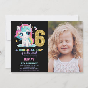 6e anniversaire Unicorn Anniversaire Invitations p