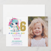 6e anniversaire Unicorn Anniversaire Invitations p (Devant / Derrière)