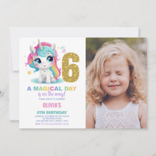 6e anniversaire Unicorn Anniversaire Invitations p