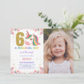 6e anniversaire Unicorn Anniversaire Invitations p (Debout devant)