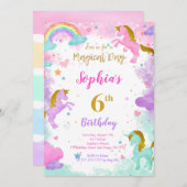 6e anniversaire Unicorn Invitation (Devant / Derrière)