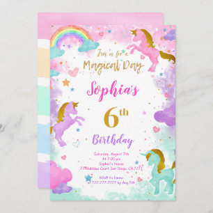 6e anniversaire Unicorn Invitation