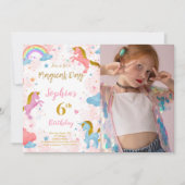 6e anniversaire Unicorn Photo Invitation (Devant)