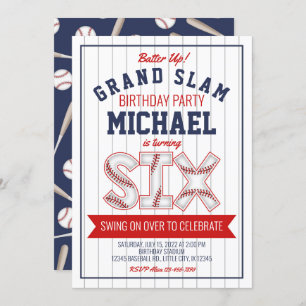 6e Baseball Birthday Uitnodiging
