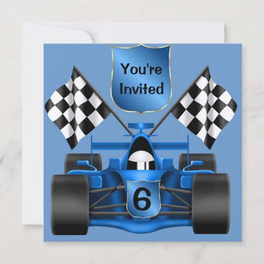 6e BIRTHDAY Race Car Invitation Kaart (Voorkant)