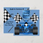 6e BIRTHDAY Race Car Invitation Kaart (Voorkant / Achterkant)