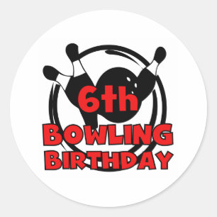6e bowling verjaardag ronde sticker