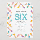 6e fête d'anniversaire | Invitation à la crème gla (Devant / Derrière)