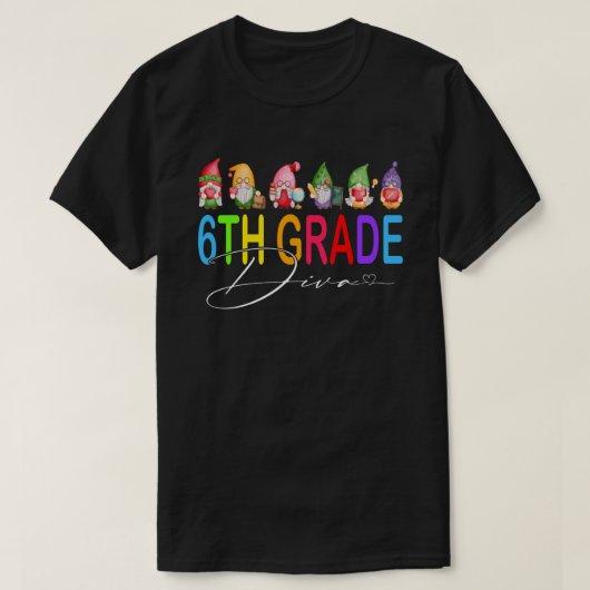 6e graad diva terug naar schoolgnomen t-shirt (Design voorkant)