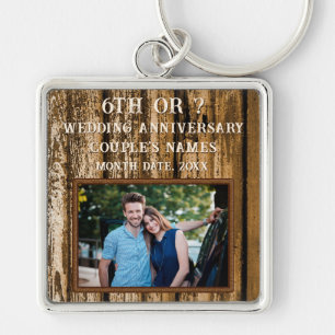 6e Huwelijk Jubileum Gift voor Man, Elk Jaar Sleutelhanger
