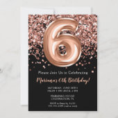 6e Invitation anniversaire Rose noir Parties scint (Devant)