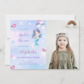 6e Invitation d'anniversaire de Sirène avec photo (Devant)
