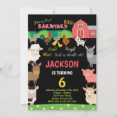 6e Invitations d'anniversaire des animaux de ferme (Devant)