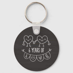 6e Jubileum - Gift Chalk Hearts Sleutelhanger