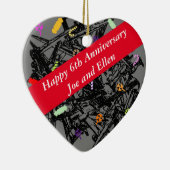 6e Jubileum, nagels en Snoep, hart Keramisch Ornament (Rechts)