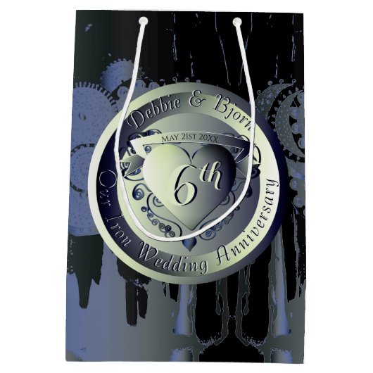 6e Jubileum van het huwelijk Bronze Heart Medallio Medium Cadeauzakje (Achterkant)