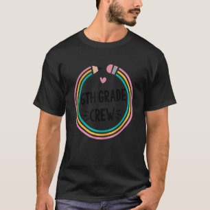 6e klas crew leraar potlood regenboog hart terug T T-shirt