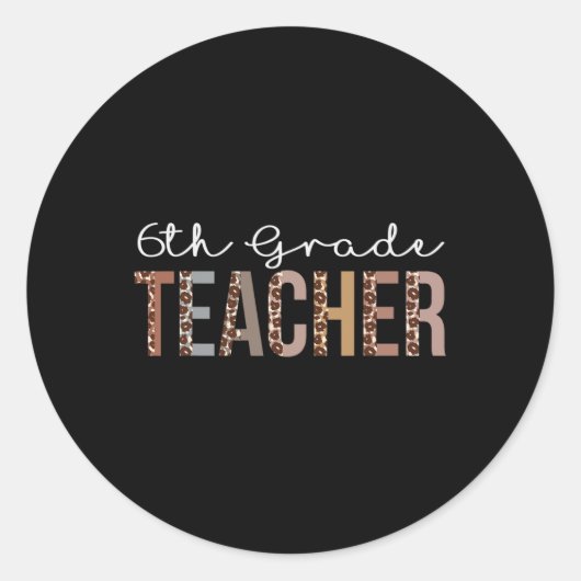 6e klas leraar loopbaanonderricht waardering voor ronde sticker (Voorkant)