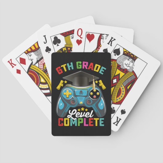 6e klas niveau complete Afstuderen gaming gamer Pokerkaarten (Achterkant)