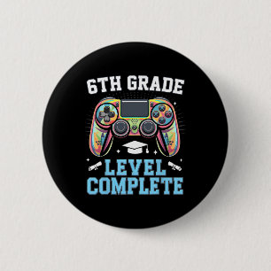 6e klas niveau voltooid laatste schooldag Gamer  Ronde Button 5,7 Cm
