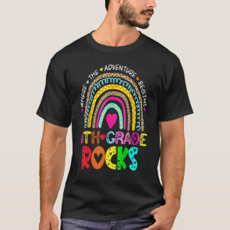 6e klas Rocks 6e klas terug naar school regenboog T-shirt