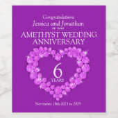 6e mariage Amethyst anniversaire étiquettes de vin (Étiquettes simples)