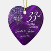 6e of 33e Amethyst Paars bruiloft Jubileum Keramisch Ornament (Links)