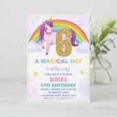 6e Rainbow Unicorn Anniversaire Invitations Cloud (Debout devant)