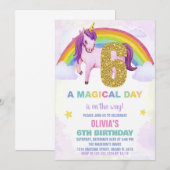 6e Rainbow Unicorn Anniversaire Invitations Cloud (Devant / Derrière)