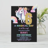 6e Rainbow Unicorn Anniversaire Invitations waterc (Debout devant)