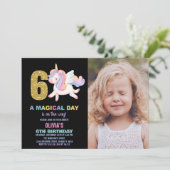 6e Rainbow Unicorn Birthday Invitations photo (Debout devant)