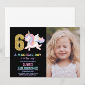 6e Rainbow Unicorn Birthday Invitations photo (Devant / Derrière)