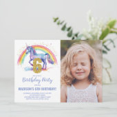 6e Rainbow Unicorn Birthday Invitations photo (Debout devant)