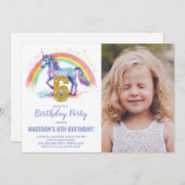 6e Rainbow Unicorn Birthday Invitations photo (Devant / Derrière)