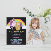 6e Rainbow Unicorn Birthday Invitations photo (Debout devant)