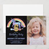 6e Rainbow Unicorn Birthday Invitations photo (Devant / Derrière)