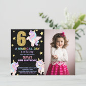 6e Rainbow Unicorn Invitations Anniversaire avec p (Debout devant)