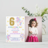 6e Rainbow Unicorn Invitations Anniversaire avec p (Debout devant)