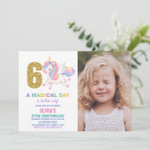 6e Rainbow Unicorn Invitations Anniversaire avec p (Debout devant)